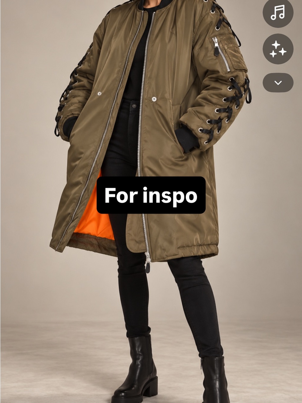 Balenciaga Olive Lace-Up Bomber Coat - Women